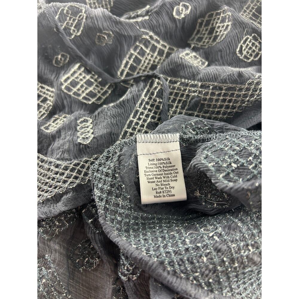 WOMENS 4 LOVE AND LIBERTY BLUE GREY SILK SHEER TUNIC SHIFT DRESS Size Medium - Picture 11 of 11